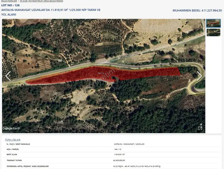 Antalya’da 231 Milyonluk Satış: 10 Dev Hazine Arazisi Açık Artırmada 11